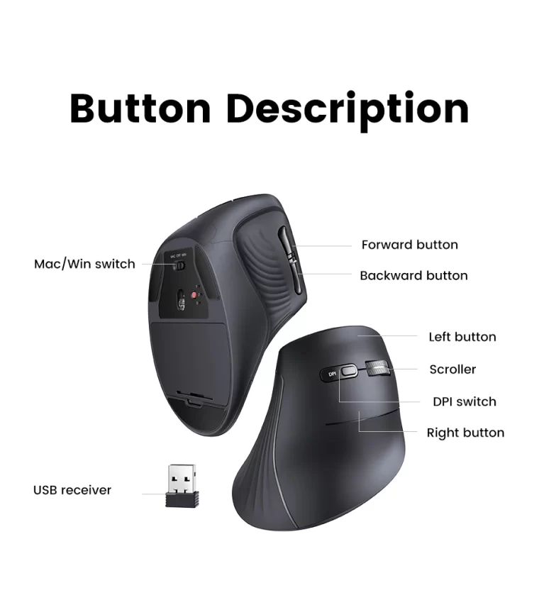 Mouse Vertical Ergonômico UGREEN MU008 Bluetooth 5.0 2.4G - Image 13