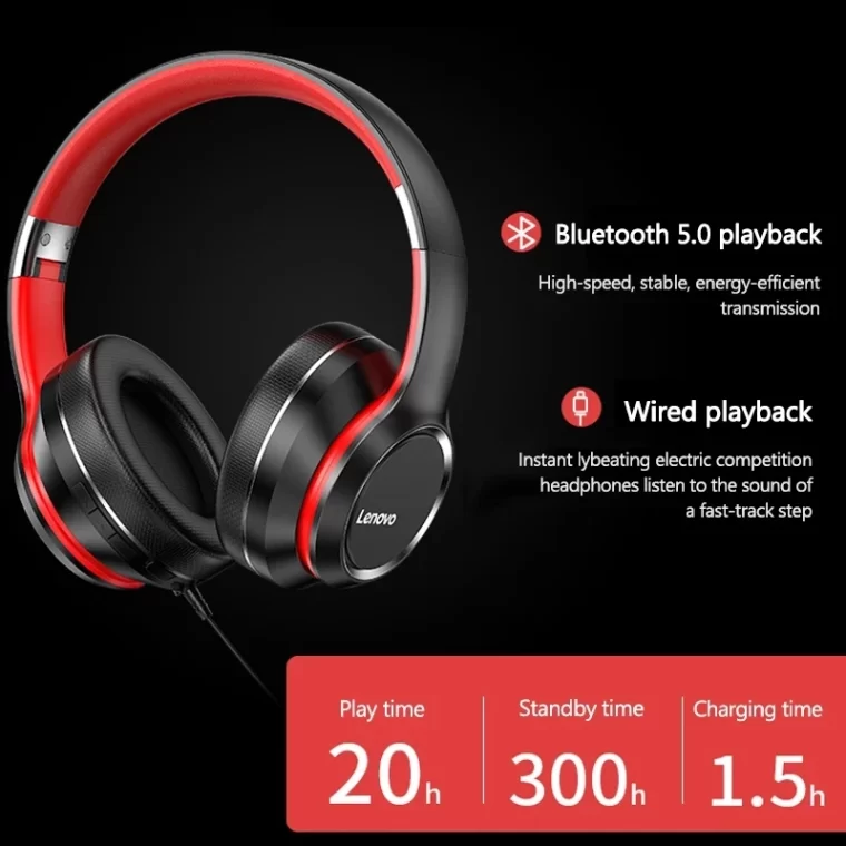 Headphones Lenovo HD200 Estéreo HIFI Bluetooth - Image 2